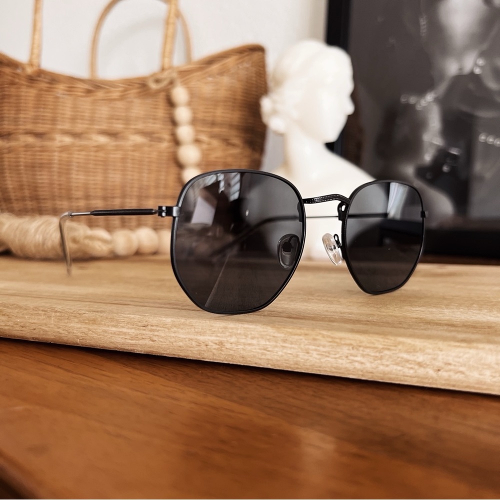 MATTE BLACK RIMMED SUNGLASSES #0308 - Picture 3 of 7